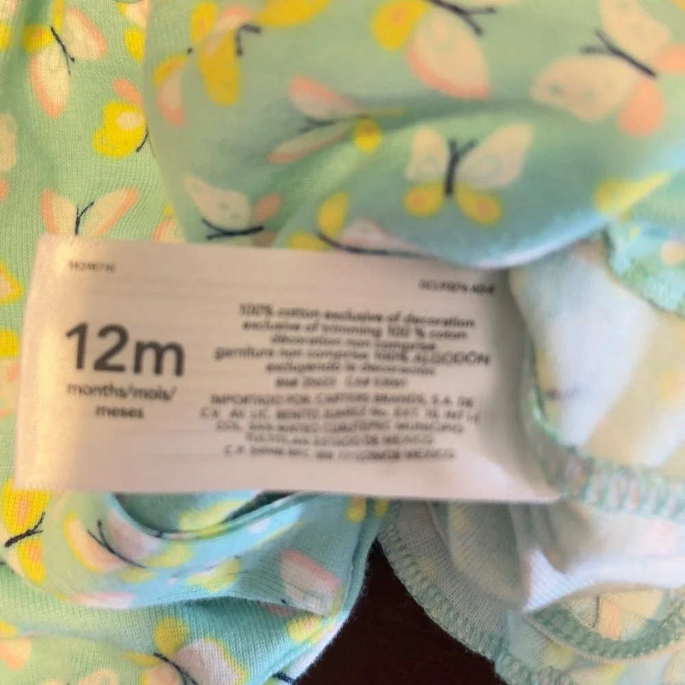 935 | NWT Carter's Butterfly Print Flutter Sleeve Bubble Romper Mint 12M